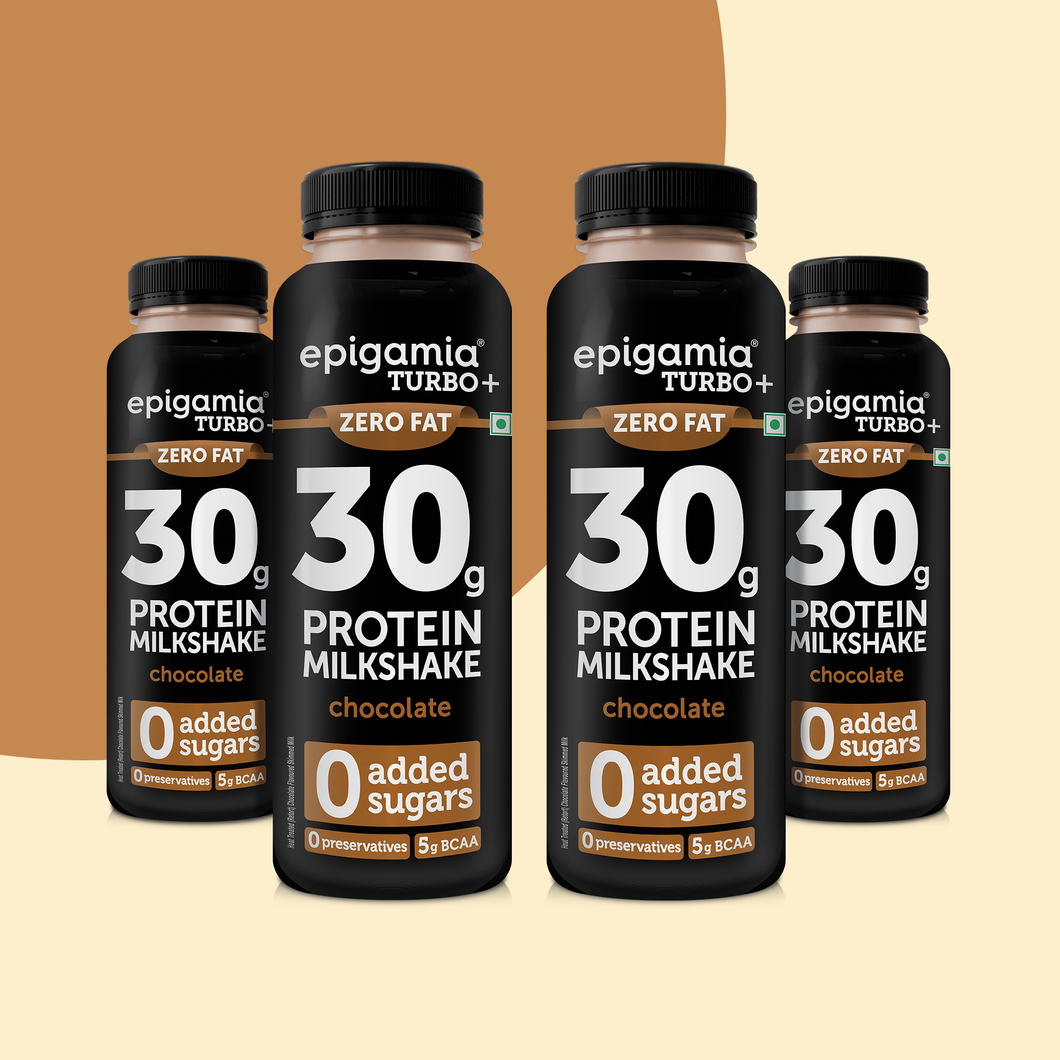 turbo 30g protein milkshake, chocolate - pack of 4 - Epigamia