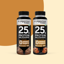 Load image into Gallery viewer, turbo 25 g protein milkshake, chocolate &amp; vanilla-caramel, 250 ml - pack of 2
