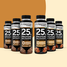 Load image into Gallery viewer, turbo 25 g protein milkshake, chocolate &amp; vanilla-caramel, 250 ml - pack of 6
