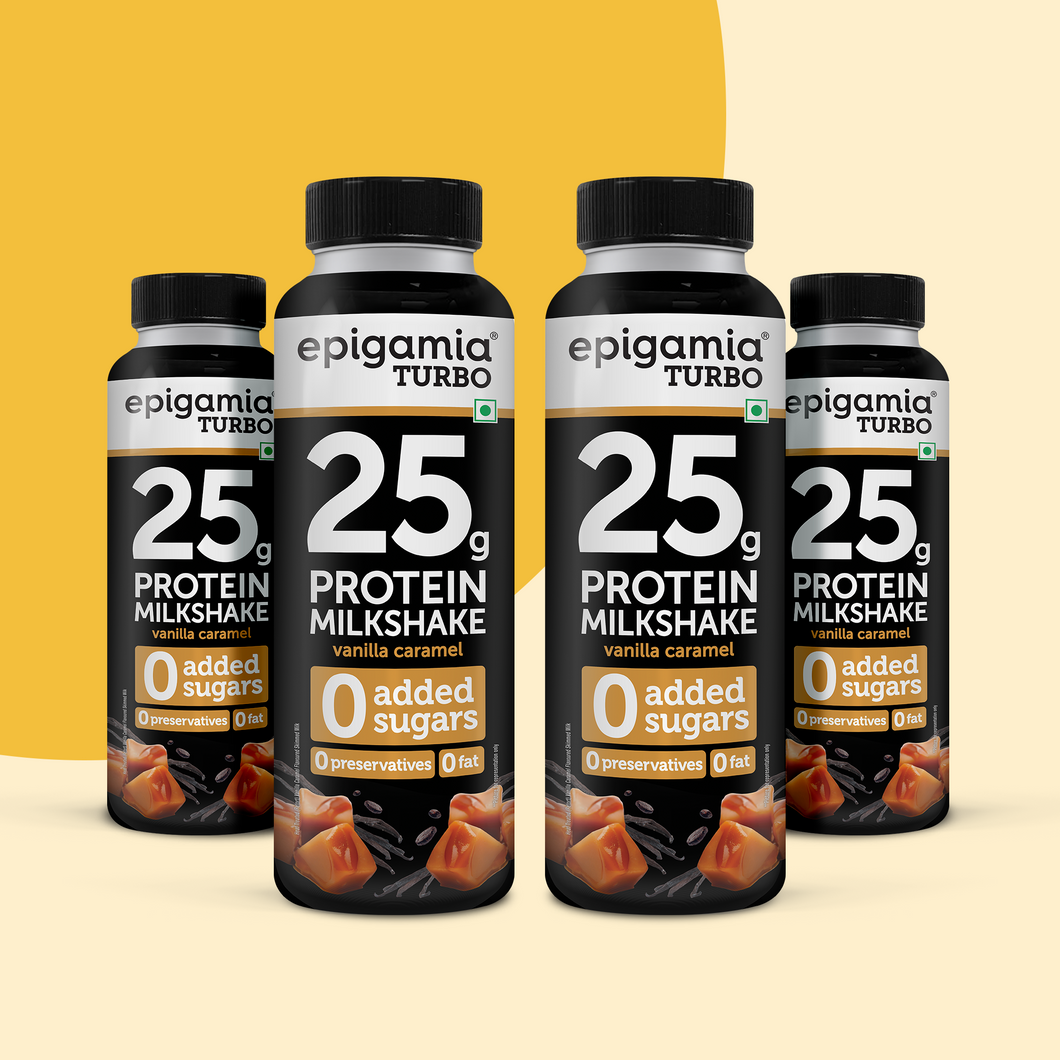 turbo 25 g protein milkshake, vanilla-caramel, 250 ml each - pack of 4