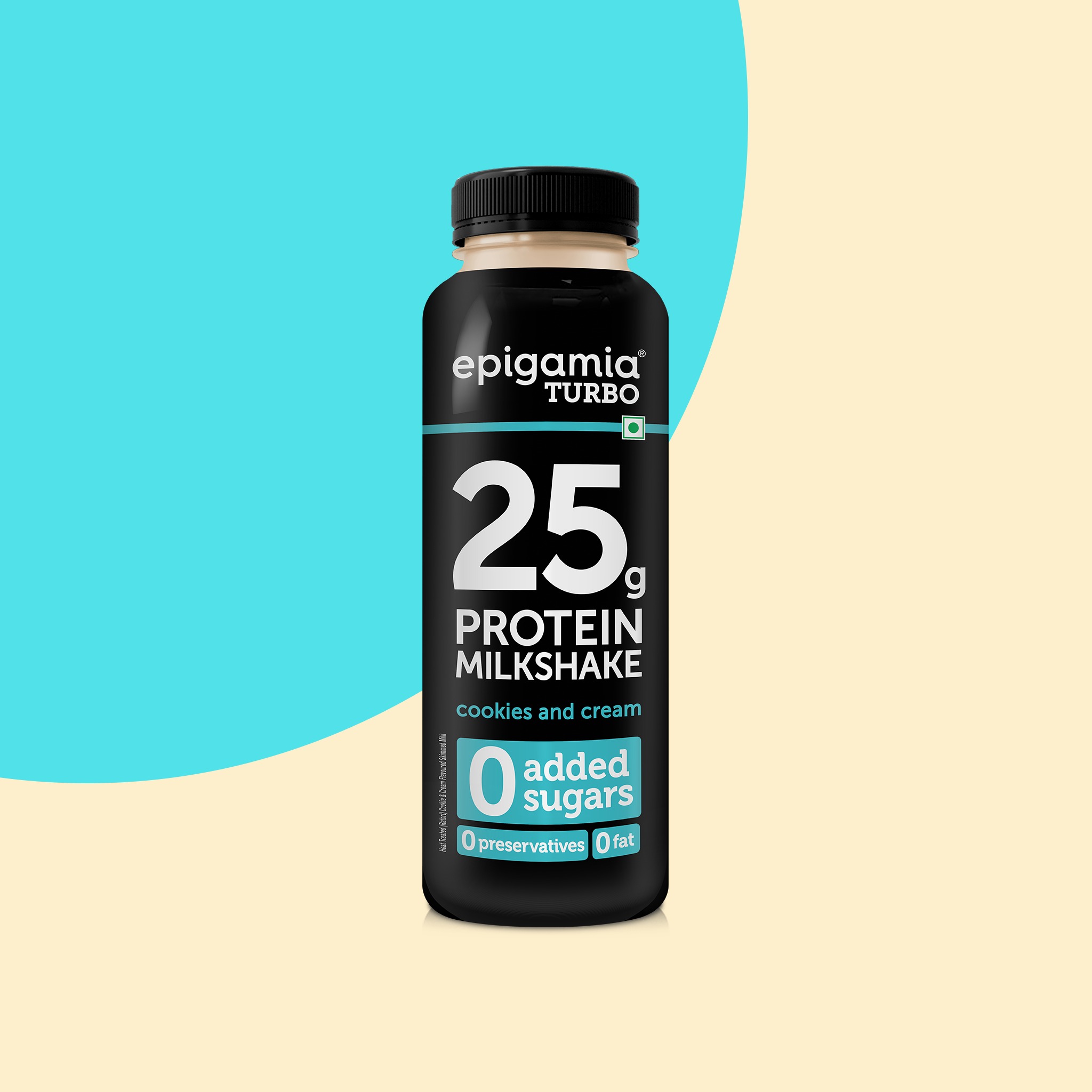 turbo 25g protein milkshake, cookies & cream - Epigamia