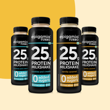 Load image into Gallery viewer, 25g protein turbo milkshake - cookies &amp; cream and vanilla caramel - 250 ml each - pack of 4
