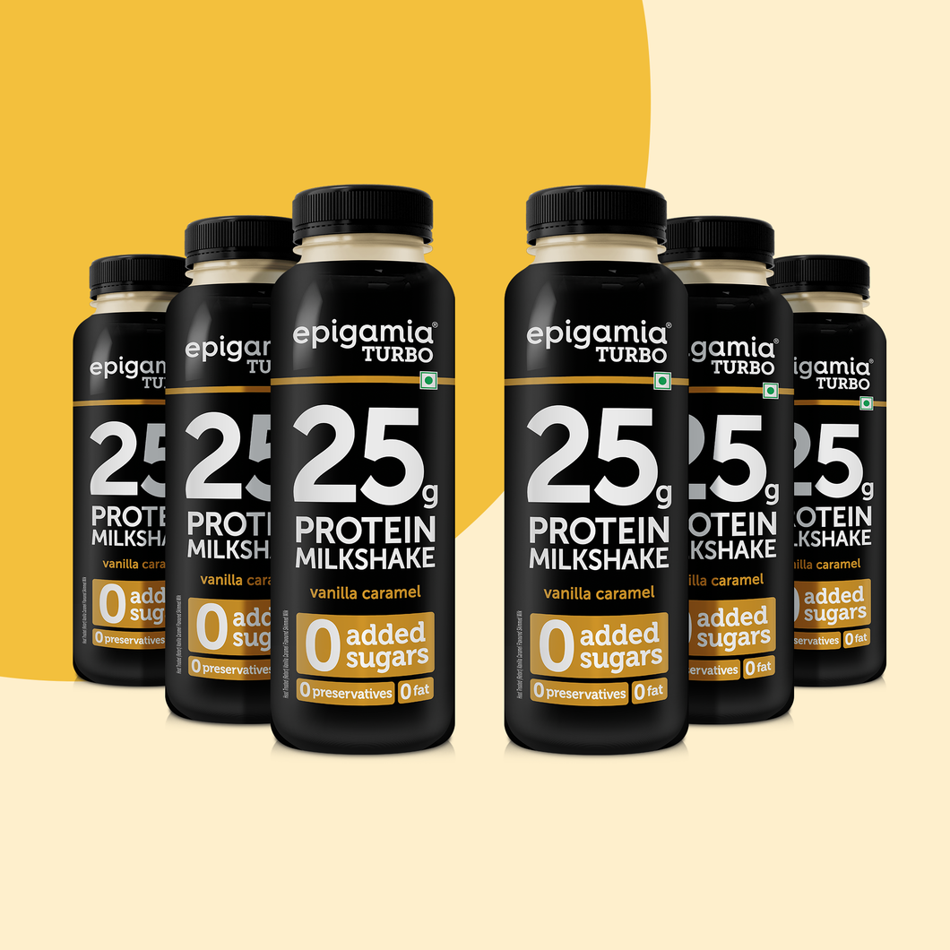 turbo 25 g protein milkshake, vanilla-caramel, 250 ml each - pack of 6