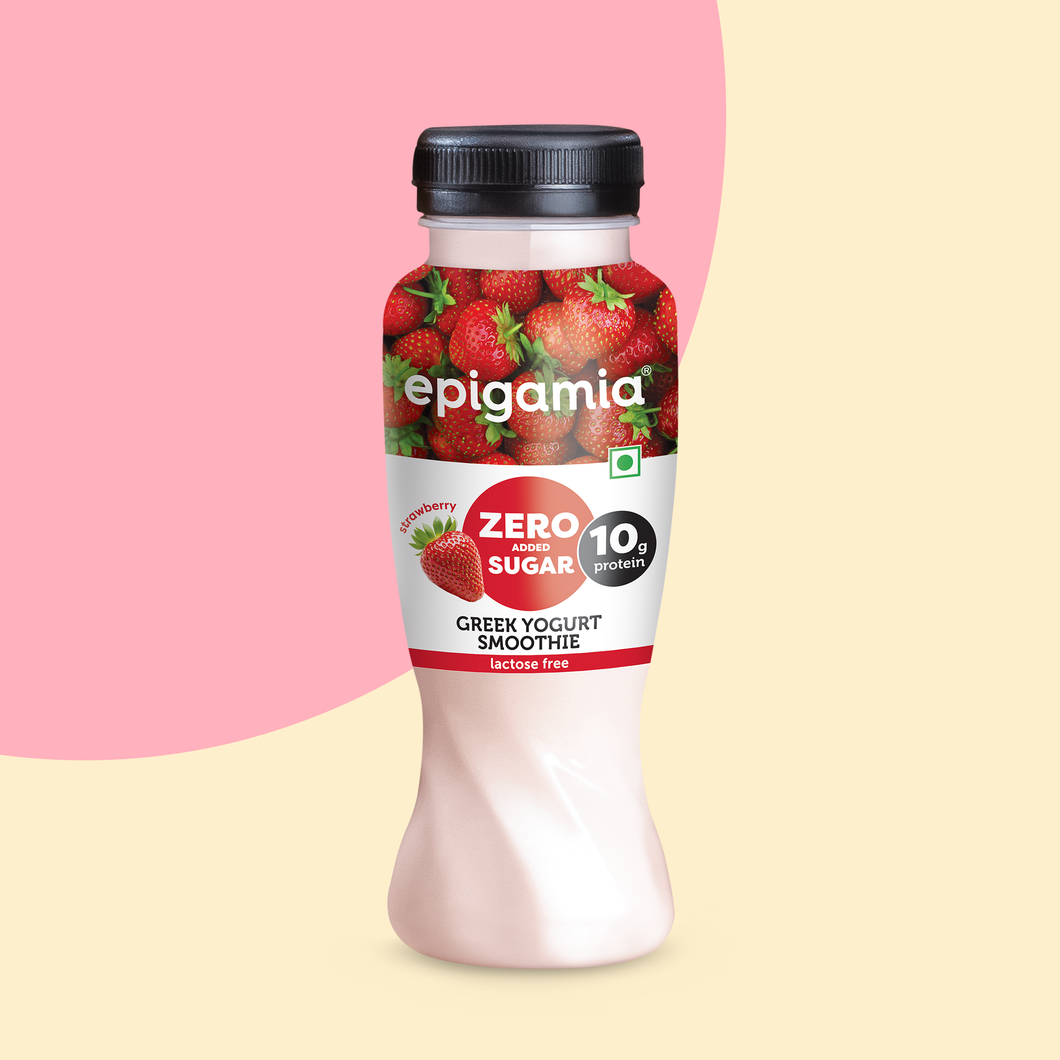 zero added sugar greek yogurt smoothies, strawberry - Epigamia