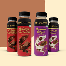 Load image into Gallery viewer, belgian chocolate &amp; vanilla-coffee milkshake, 180 ml each - pack of 4
