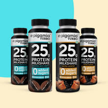 Load image into Gallery viewer, turbo 25 g protein milkshake, cookies &amp; cream and vanilla-caramel, 250 ml - pack of 4
