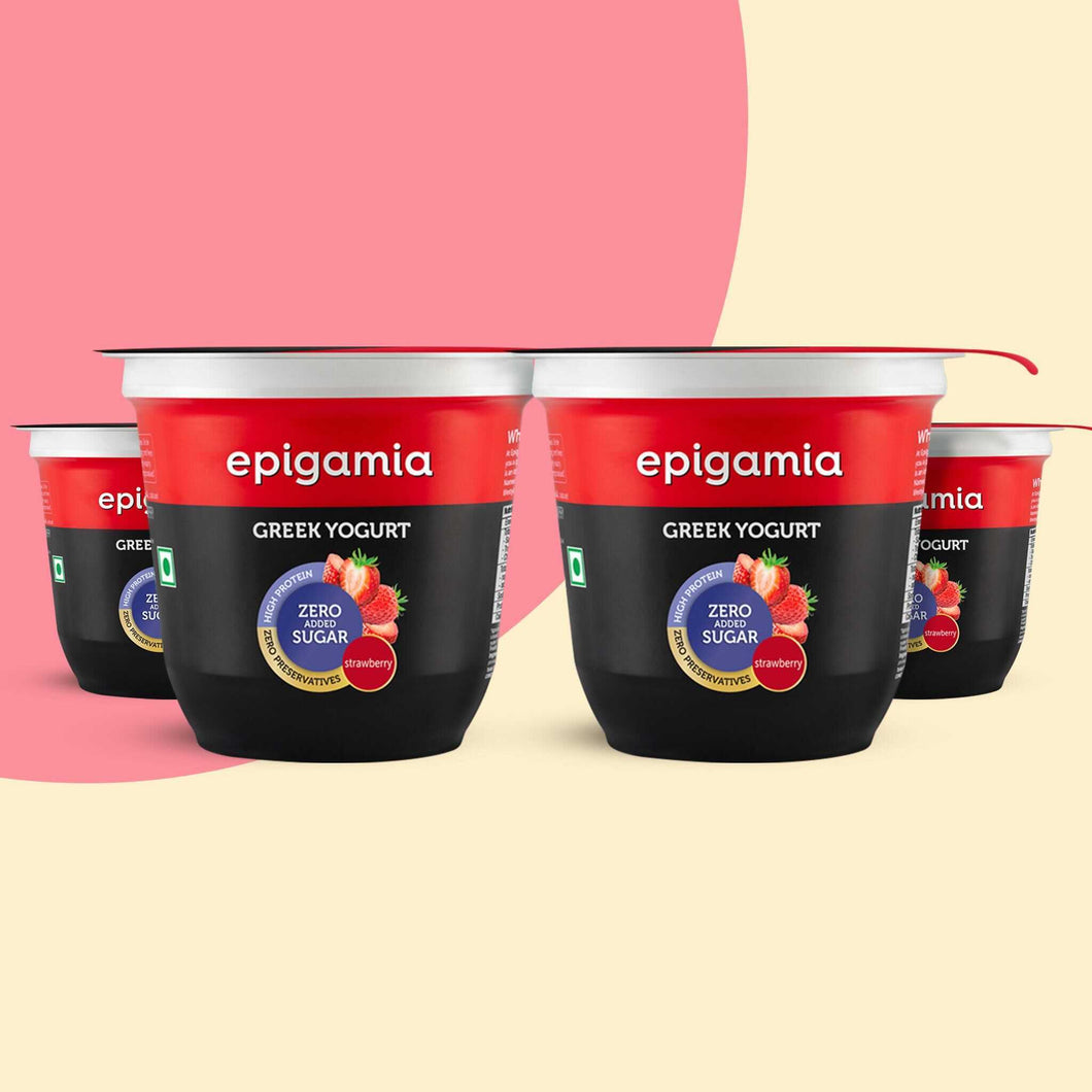 greek yogurt, no added sugar, strawberry - pack of 4