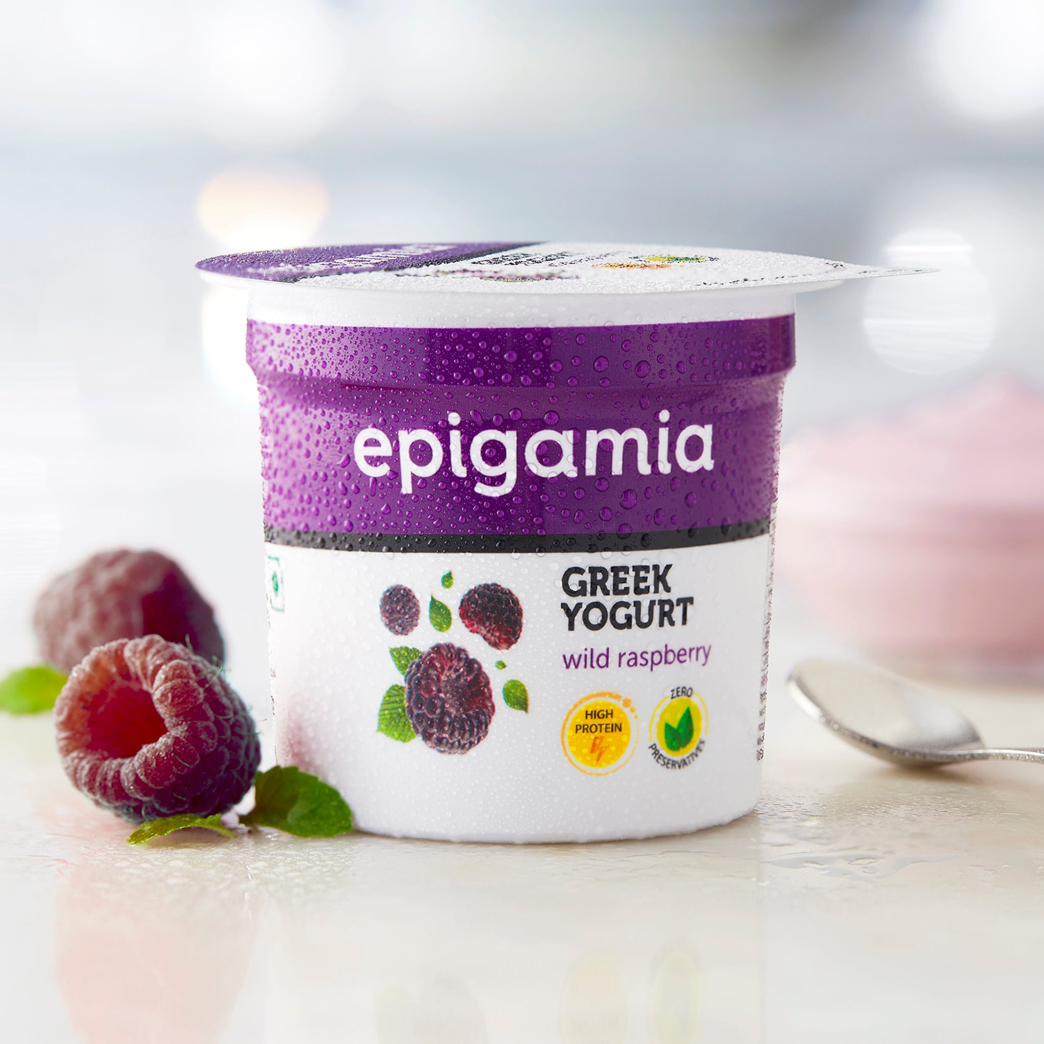 greek yogurt, wild raspberry - 85 gm - Epigamia