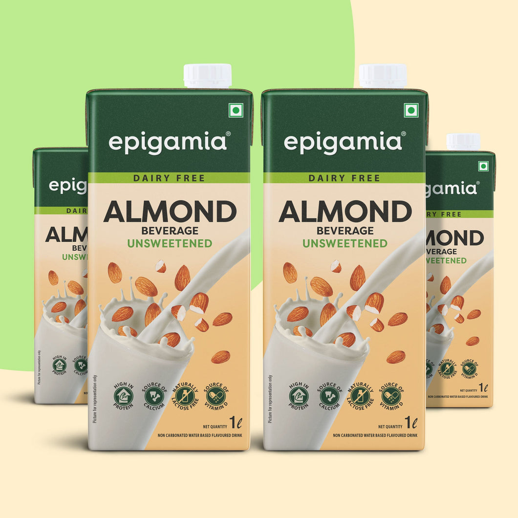 almond beverage, unsweetened, 1 litre - pack of 4