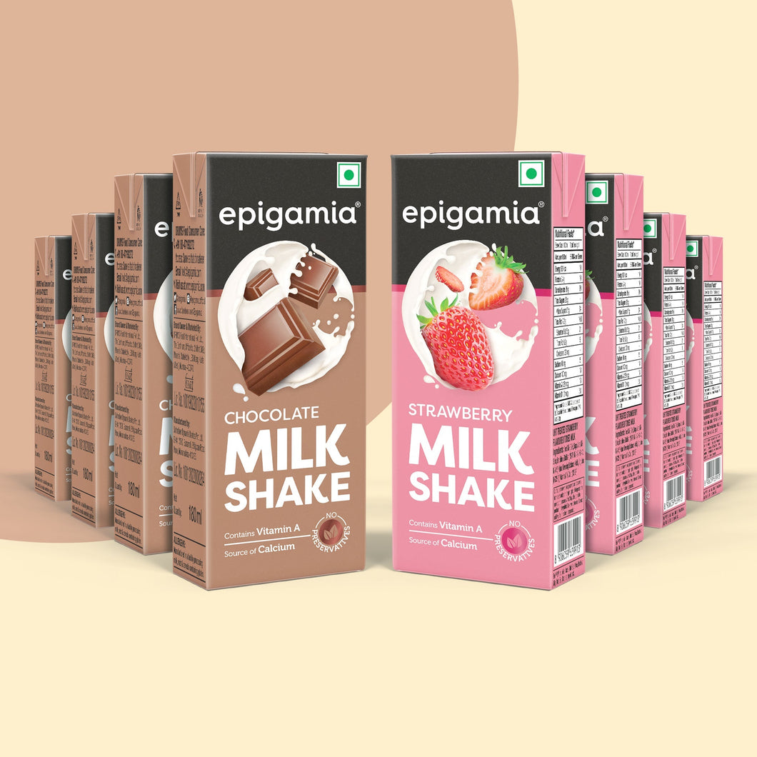 chocolate & strawberry, milkshake, 180 ml each - pack of 8