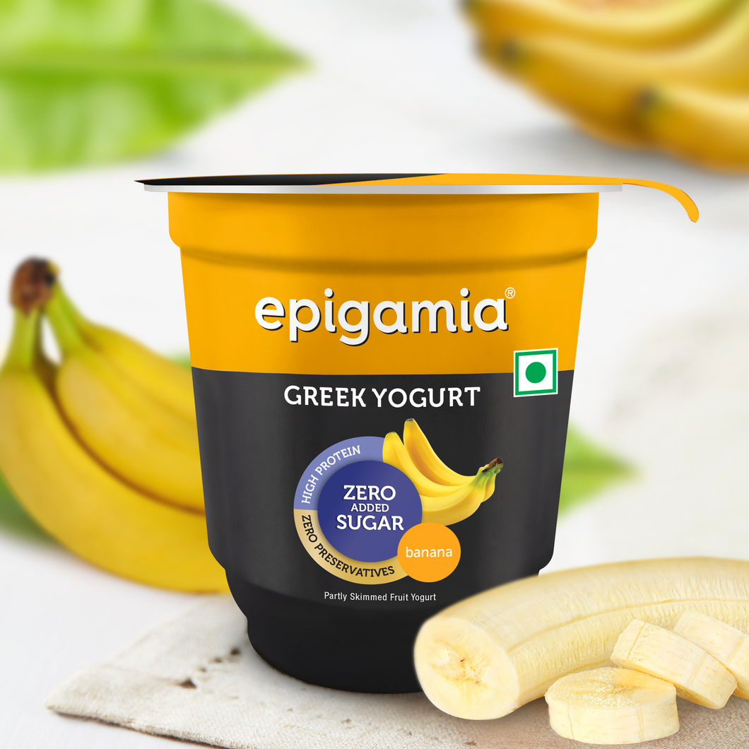 greek yogurt, no added sugar, banana - 110 gm