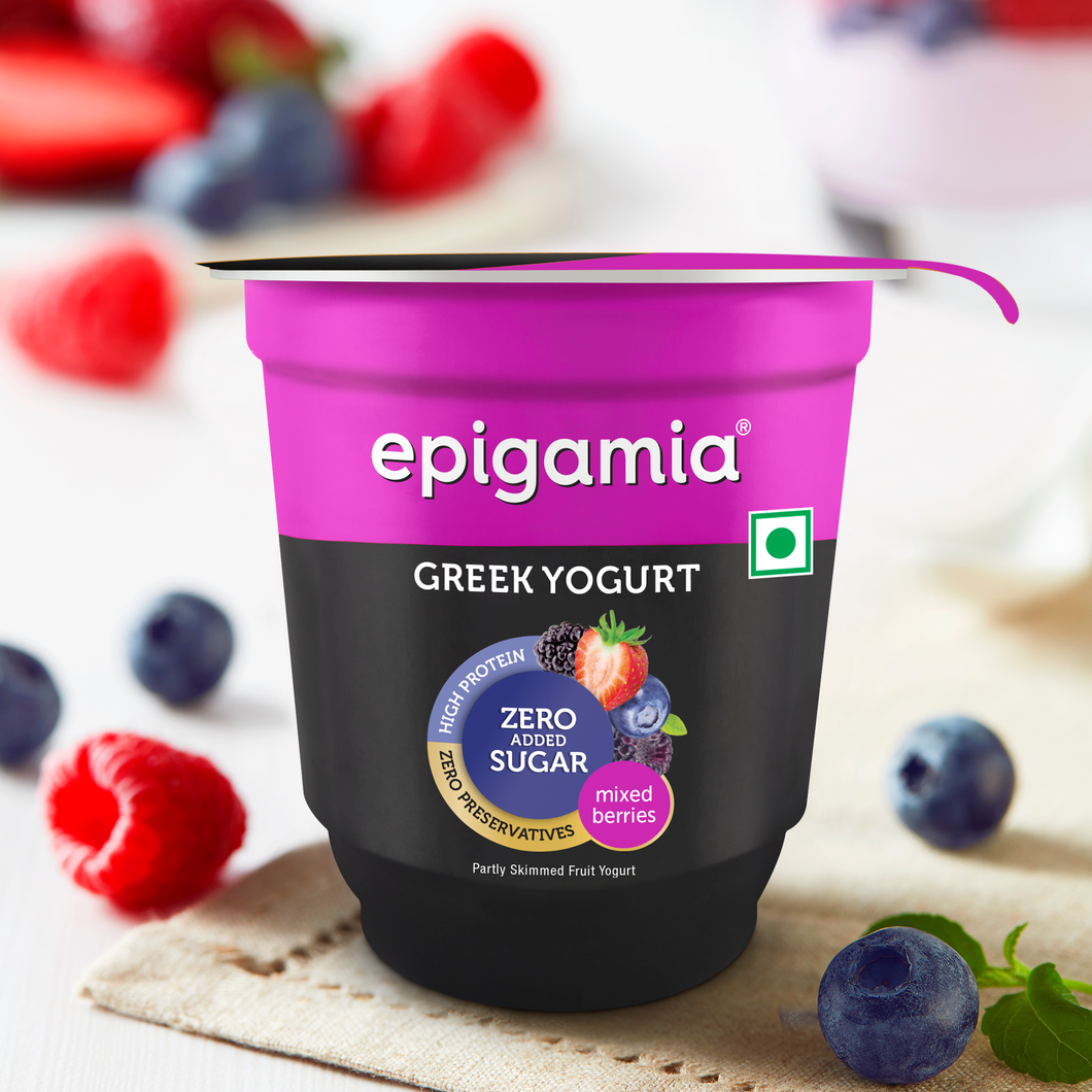 greek yogurt, no added sugar, mixed berries - 110 gm
