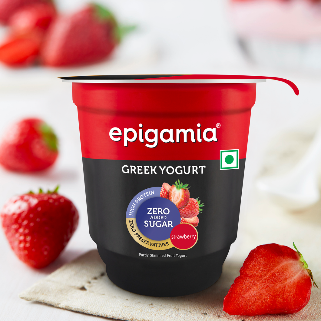 greek yogurt, no added sugar, strawberry - 110 gm